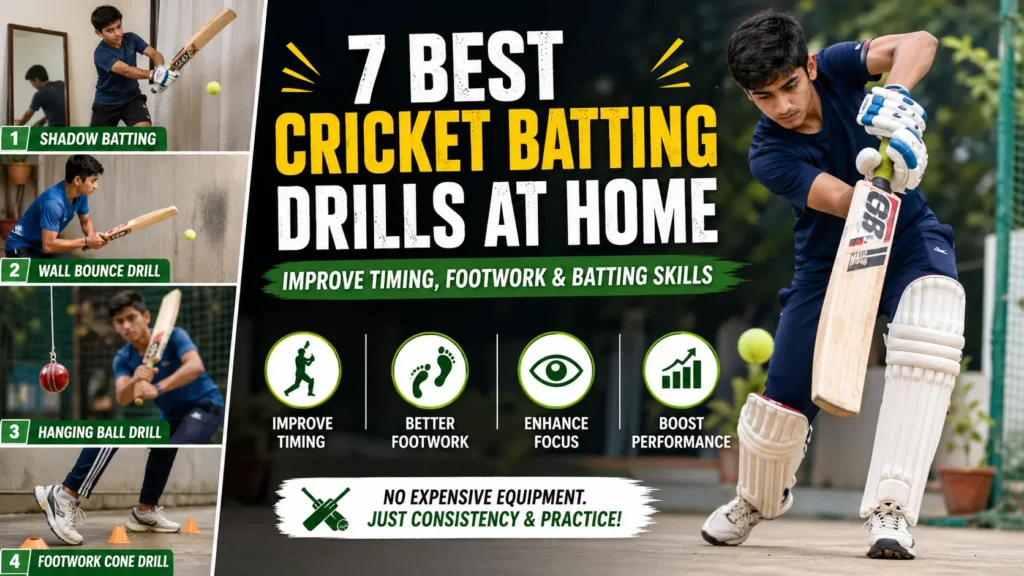 Best Cricket Batting Drills at Home to Improve Timing, Footwork & Batting Skills